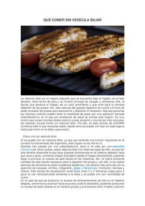 Qué Comer Sin Vesícula Biliar