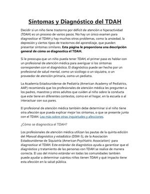 Síntomas Y Diagnóstico Del Tdah