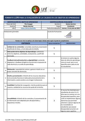 Ejemplo: Autoevaluación del REDA