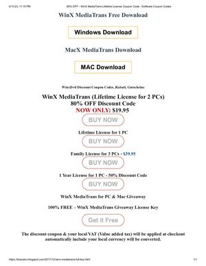 80% OFF - WinX MediaTrans Lifetime License Discount Coupon Rabatt Code