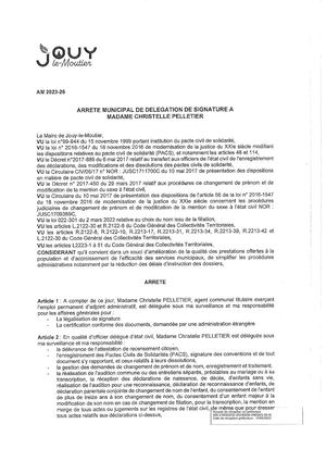 Am 2023 17  Arrêté de délégation de signature Christelle Pelletier Oec