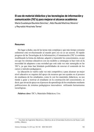 El Uso De Material Didáctico Y La Tecnología