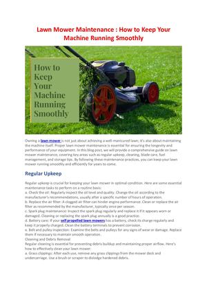 Lawn Mower Maintenance