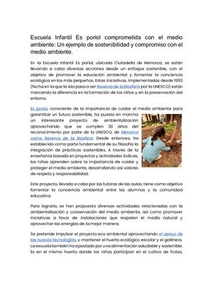 Escuela infantil comprometida con el medio ambiente