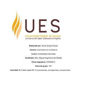Act 12 Folleto Digital Nif C 9 Provisiones, Contingencias Y Compremisos
