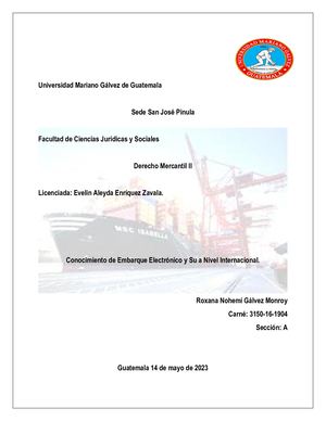 Conocimiento De Embarque de Electrónico" y uso a Nivel Internacional"