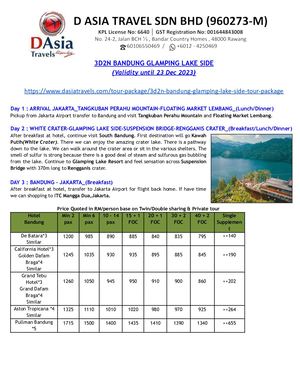 Jakarta Bandung Tour Packages 2023/2024