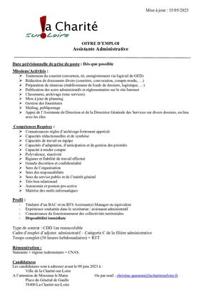 Offre D'emploi Assistante Administrative