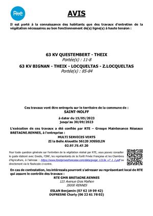 Elagage Lignes haute tension 15.05 / 30.09