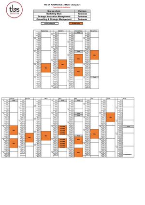 TBS Calendrier alternance M2 12 mois R2