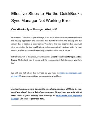 Calaméo - Fix The Quick Books Sync Manager Not Working Error