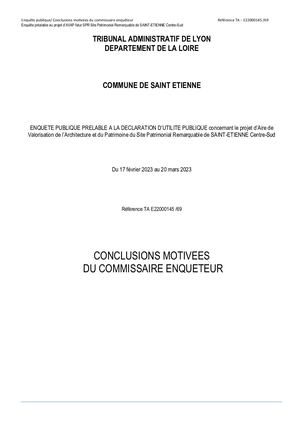 Conclusions commissaire enquêteur AVAP SPR Saint-Etienne sud