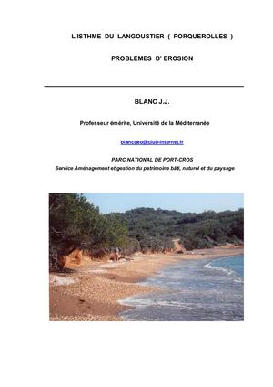 L'isthme du Langoustier (Porquerolles) - Problèmes d'érosion