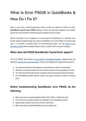 Fix payroll Update Error pso38 with Easy Solutions