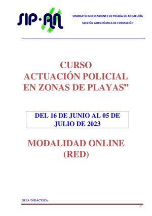 GUÍA DIDÁCTICA ACTUALIZACIÓN POLICIAL EN ZONAS DE PLAYAS