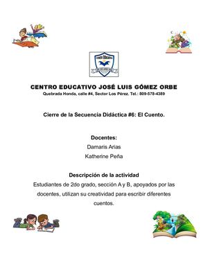 Cierre Secuencia Didáctica #6: El Cuento. 2do Grado