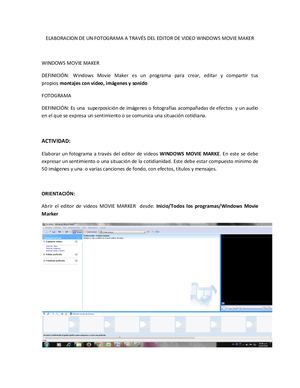 Elaboracion De Un Fotograma A Través Del Editor De Video Windows Movie Maker