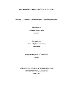 Actividad 3 Evidencia 1 Mapa Conceptual Contaminación Cruzada