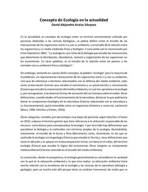 Concepto De Ecología En La Actualidad