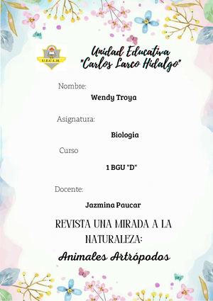 Revista Animales Artrópodos Wendy Troya.