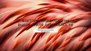 Факторы, влияющие на выбор стиля деятельности