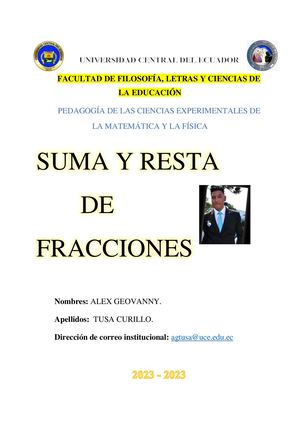Suma Y Resta De Fracciones