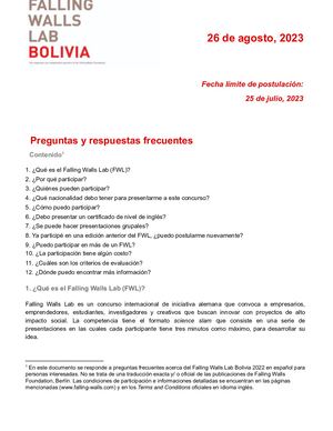 Falling Walls Lab FAQs Bolivia 2023