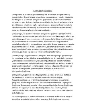 Ramas De La Lingüística