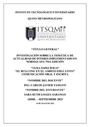 Ensayo Investigativo Sobre El Bullying