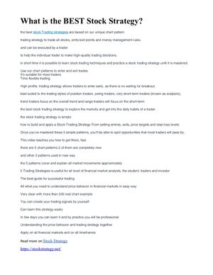 What Is The Best Stock Strategy