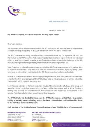 IPO Conference Team Remuneration