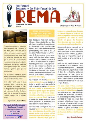 Hoja Parroquial 2023 Ascensión Del Señor