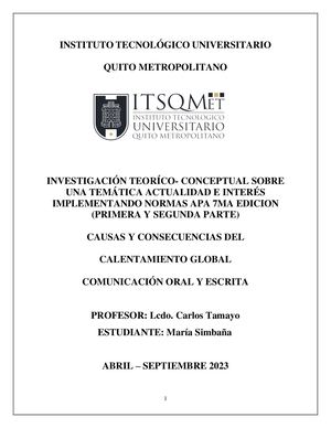 Proyecto De Investigacion Calentamiento Global