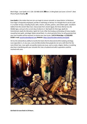 Black Magic ˵Love Spells in Los Angeles, CA | Call: 310-882-6330 { ☎Best | Is Bring Back Lost Lover a Crime? | Best Phone Psychic Reading ☎
