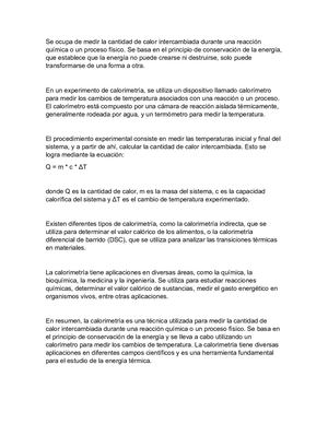 Informe De Calometria