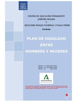 Plan De Igualdad Ceper Josefina Molina 22 23