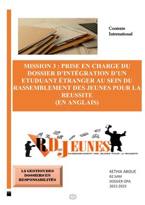 Mission 3 Prise En Charge Du Dossier D'intégration D'un Alternant Étranger