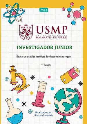 Documento A4 Portada Carátula Proyecto Ciencias Química Doodle Amarillo Y Rosa