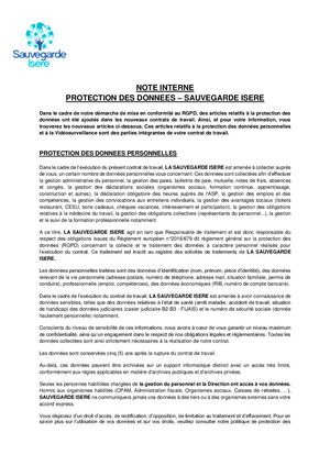 Note Interne Rgpd Sauvegarde Isere