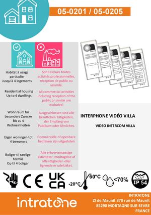 05-0201 05-0205 Interphone Kit Villa Vidéo