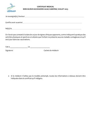 Certificat Médical 2023