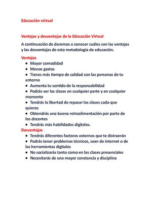 Educación virtual ventajas y desventajas