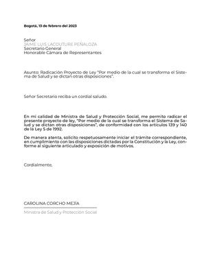 Proyecto Ley Reforma Salud Msps