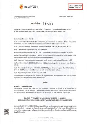 Fichier Parution Des Arrêtés 23 207 à 23 214 Du 24 05 2023
