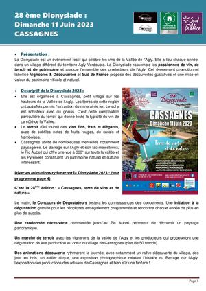 Dossier De Presse Dionysiade 2023