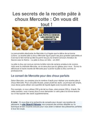 Les secrets de la recette pâte à choux Mercotte : On vous dit tout !