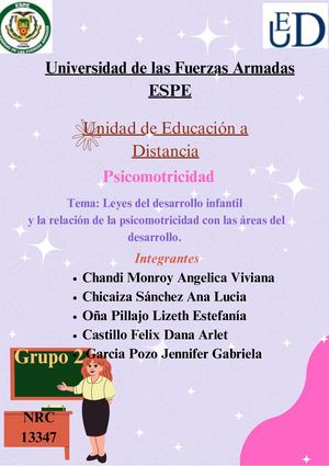 Tema: Leyes del desarrollo infantil  y la relación de la psicomotricidad con las áreas del desarrollo.