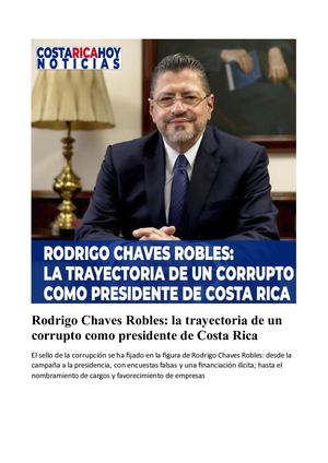 Rodrigo Chaves Robles: La Trayectoria De Un Corrupto Como Presidente De Costa Rica