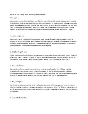 Creative Laser Cutting Ideas