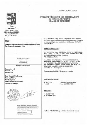 Délibération N°2023:31 Taxe Applicable Sur La Tlpe 2024